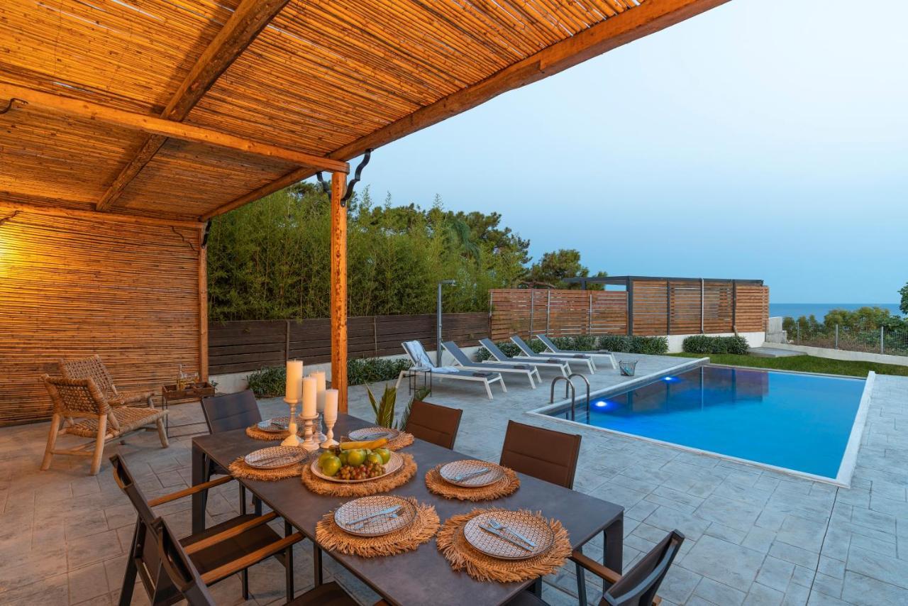 Luxury Nissovilla With Private Pool & Sea Views Kolymbia Ngoại thất bức ảnh